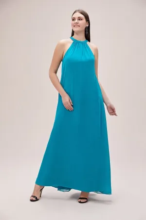 16453 Blue Chiffon Maxi Dress
