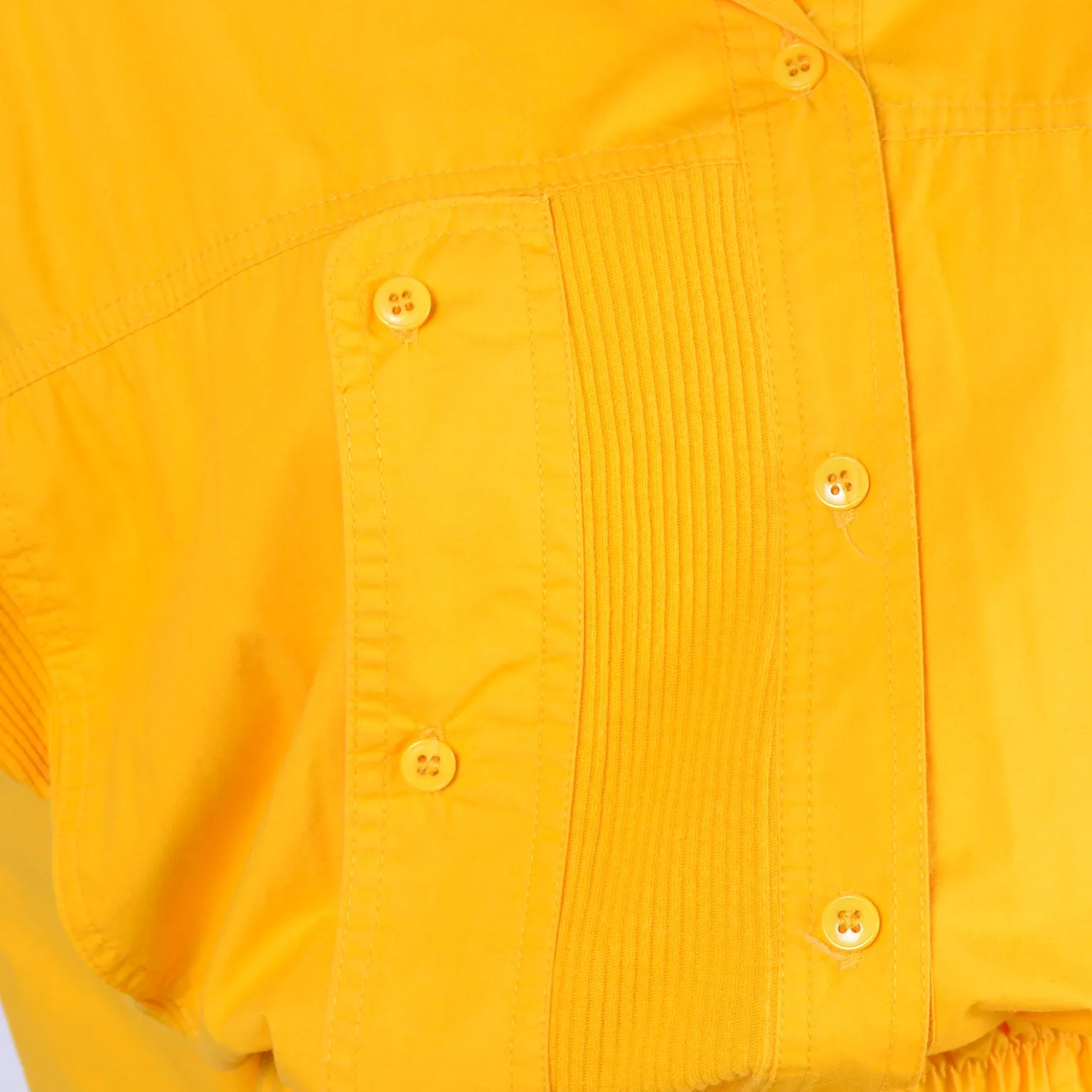 1980s Saint Germain Paris Vintage Yellow Cotton Jumpsuit W Rib Knit