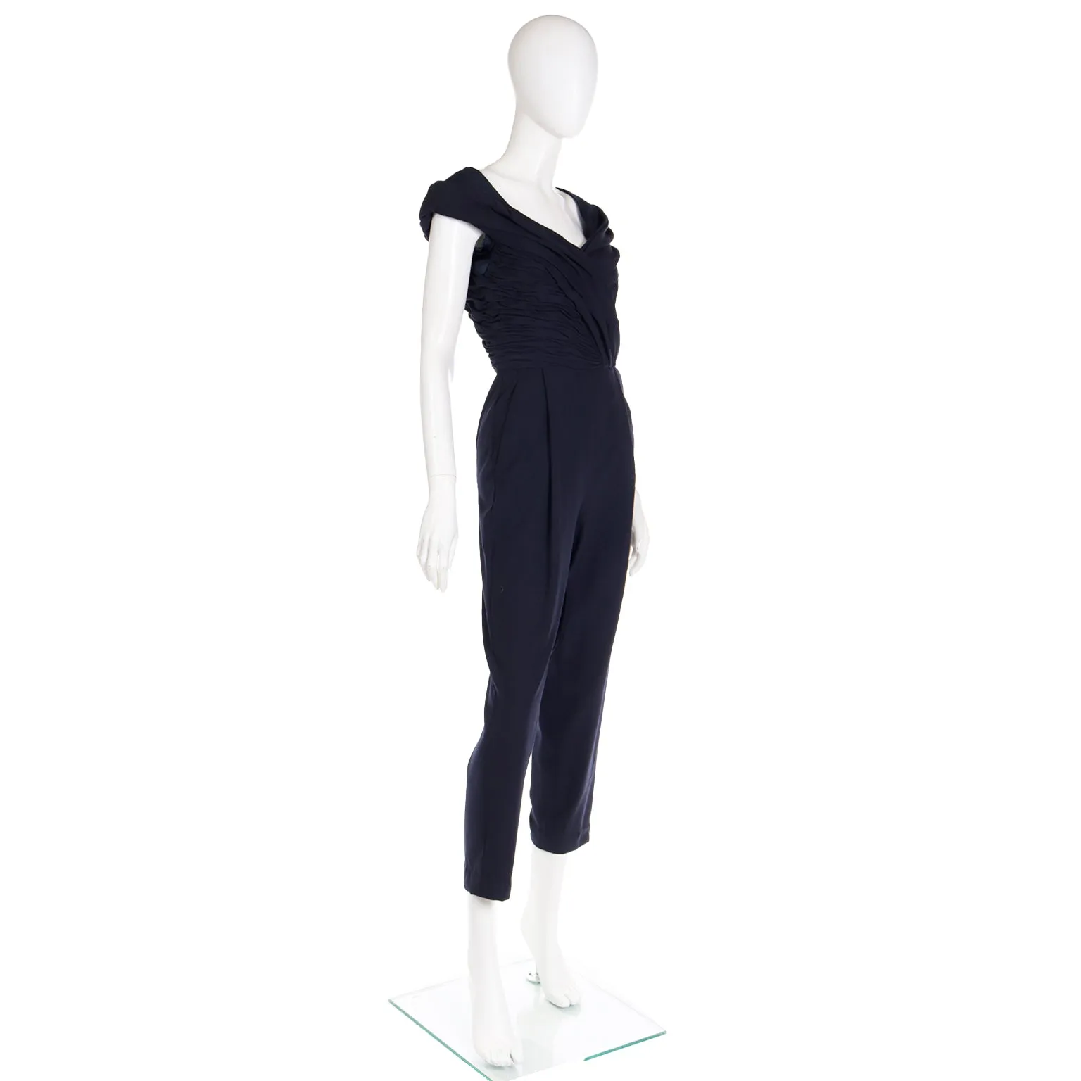 1990 Gianni Versace Couture Black Ruched Jumpsuit