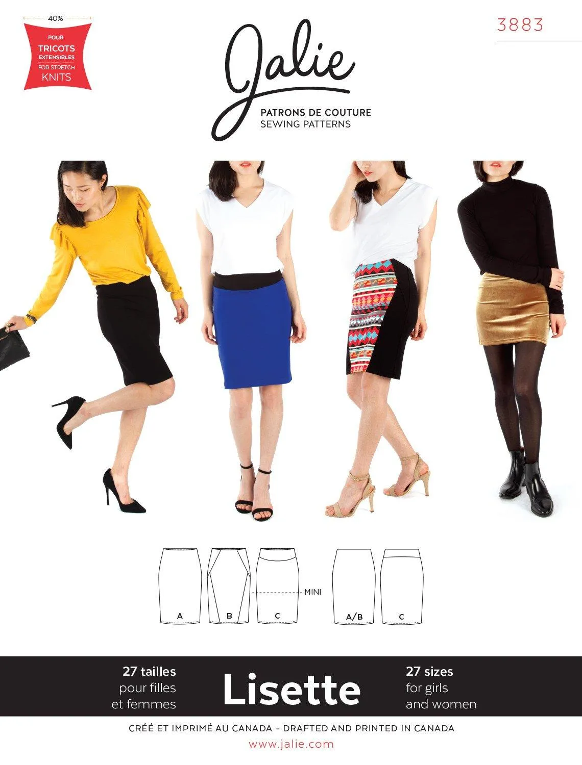 3883 // LISETTE Pull-on Pencil Skirt