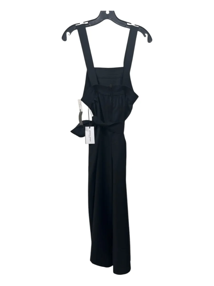 A Piece Apart Size 0 Black Wool Back Zip Sash Wide Leg Jumpsuit