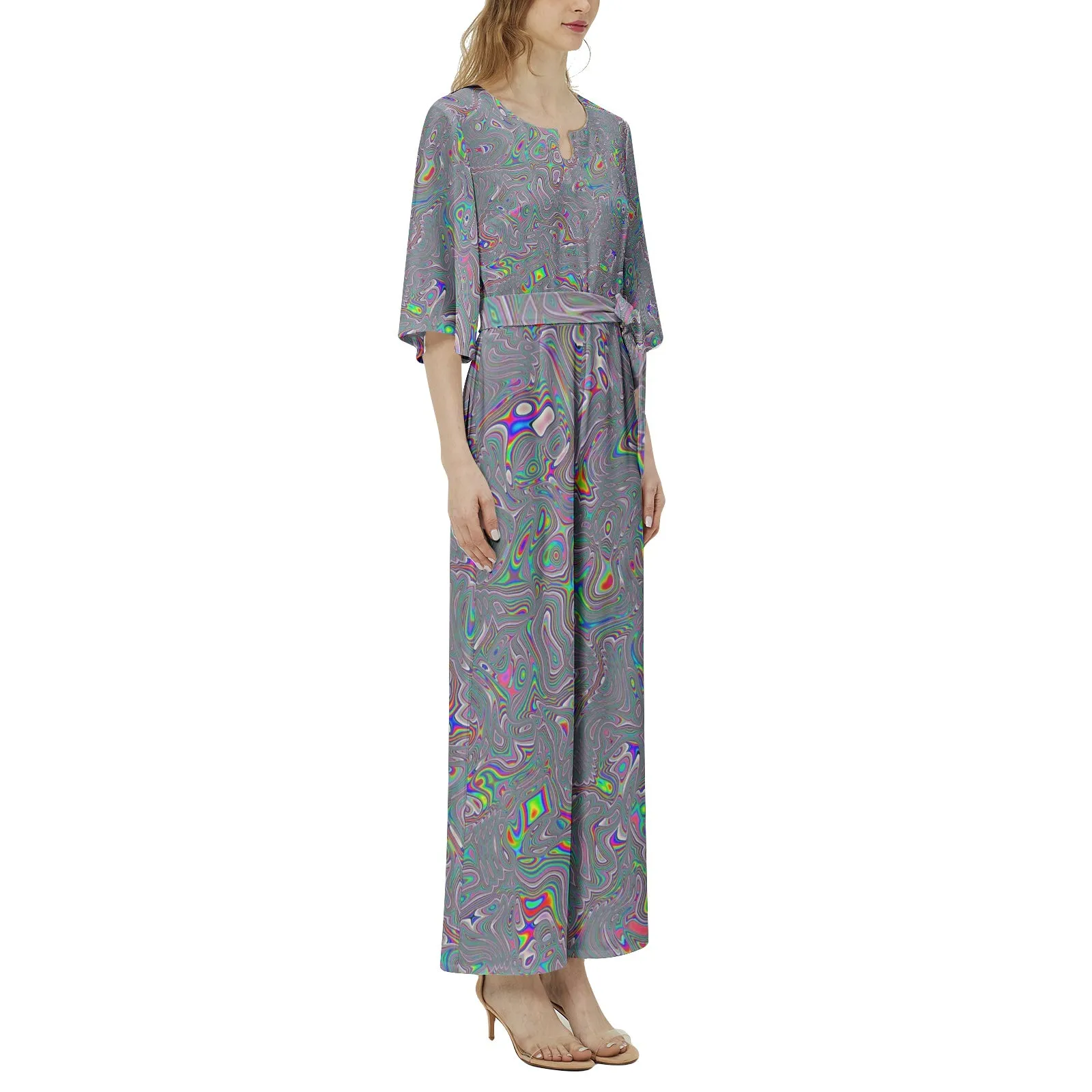 ACID Dolman Sleeve Belted Wide Leg Jumpsuit | HUBERT SOLCZYNSKI