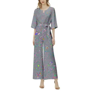 ACID Dolman Sleeve Belted Wide Leg Jumpsuit | HUBERT SOLCZYNSKI