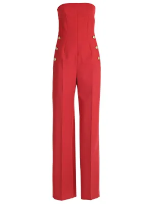 Alberta Ferretti Strapless Buttoned Jumpsuit