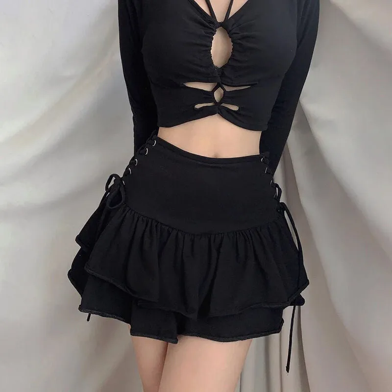 Alternative ribbons layered skirt
