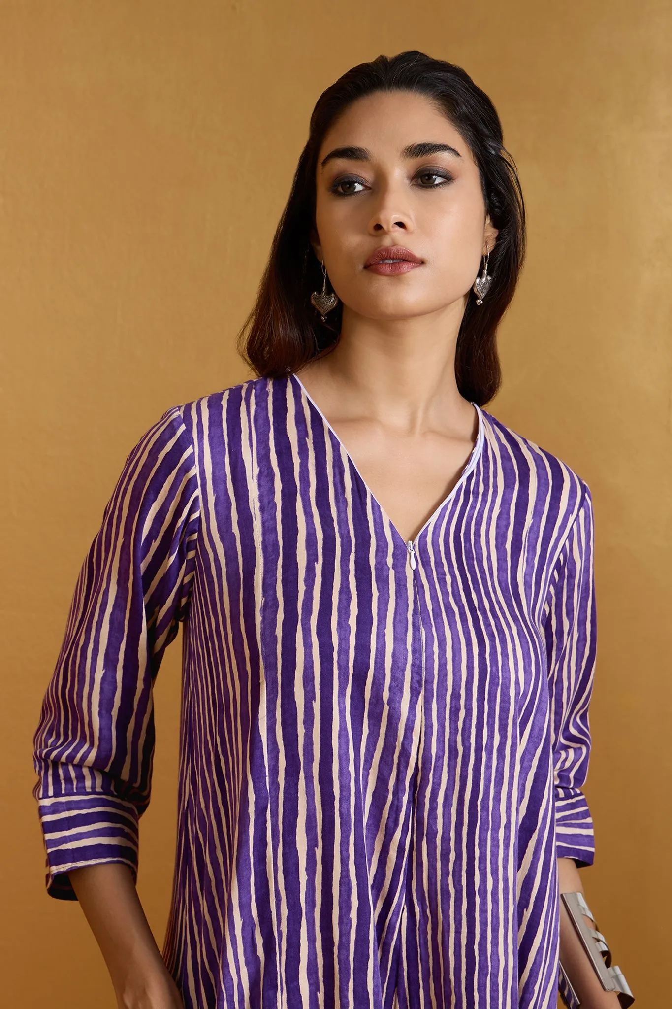 Amethyst Rhythm Stripes Jumpsuit with Pockets