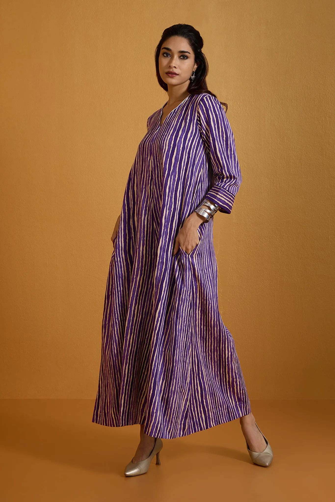 Amethyst Rhythm Stripes Jumpsuit with Pockets