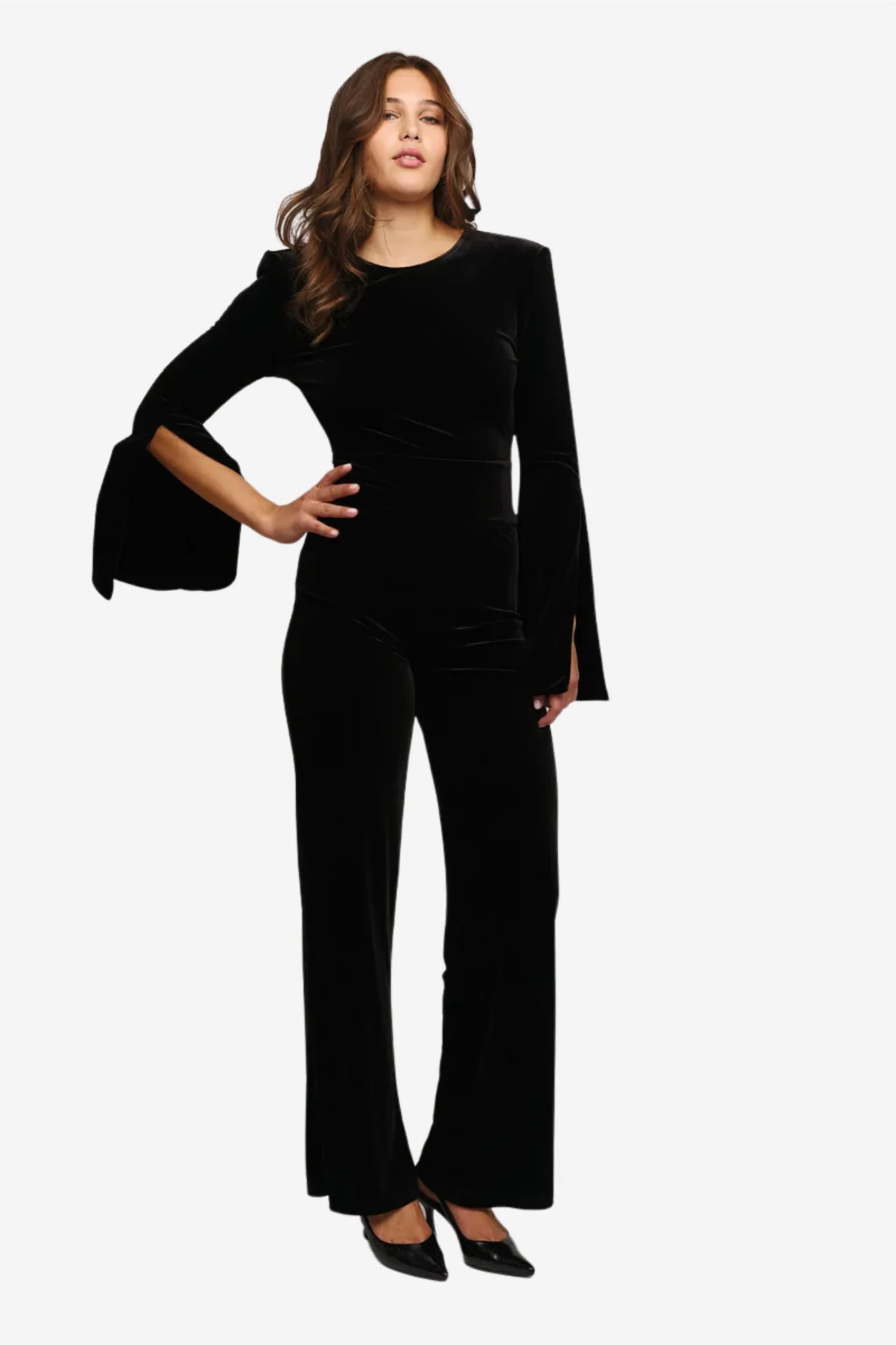 Amira velour jumpsuit Black
