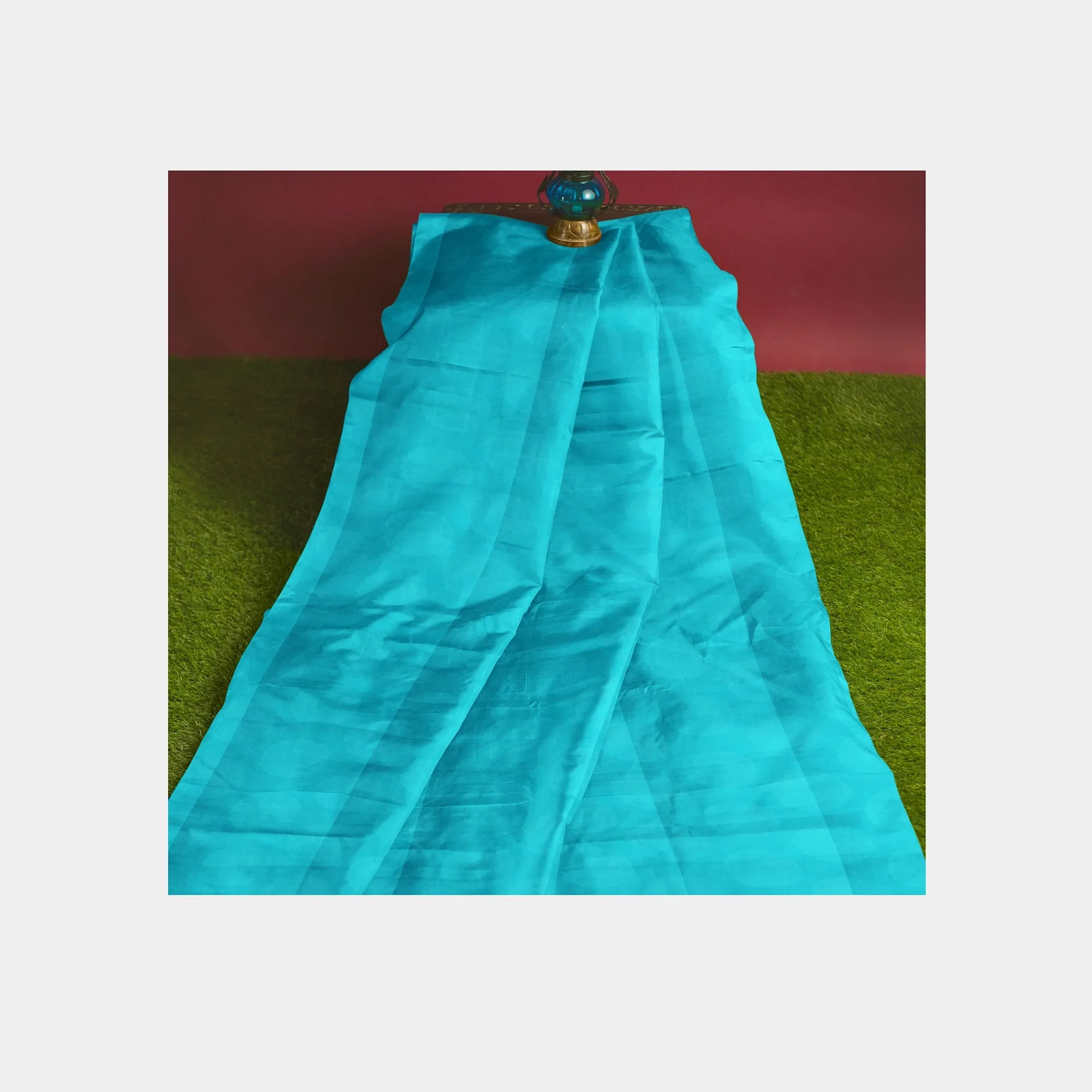Aqua Blue Solid Jacquard Cotton Fabric, Plain Weave 48 Inches