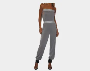 B. Whispering gray & Silver strapless Jumpsuit - The Corso Venezia