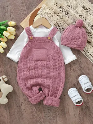 Baby Wool Knitted Suspender Jumpsuit Set