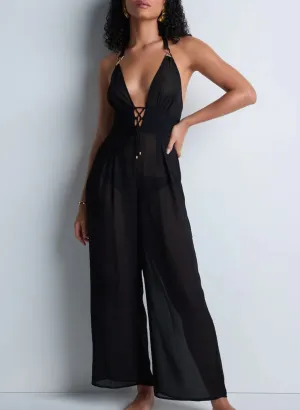 Beach Walk Black Swim Jumpsuit
