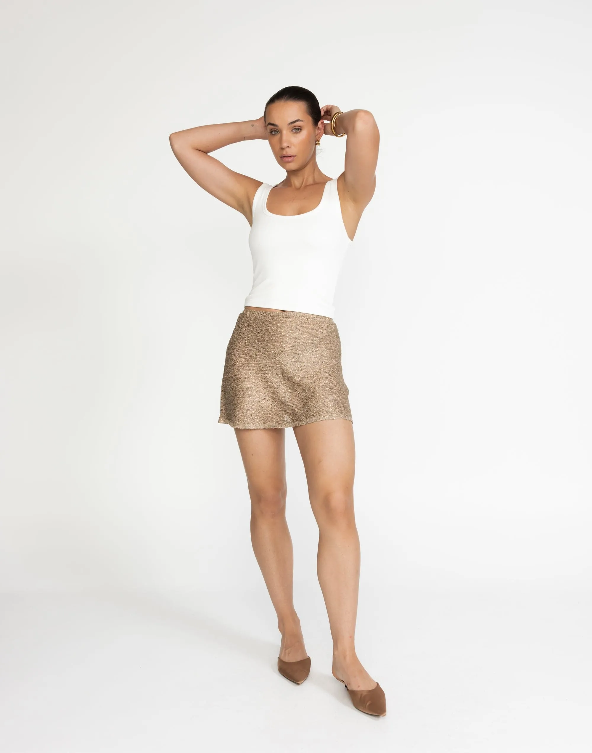Bebe Knit Mini Skirt (Nude)
