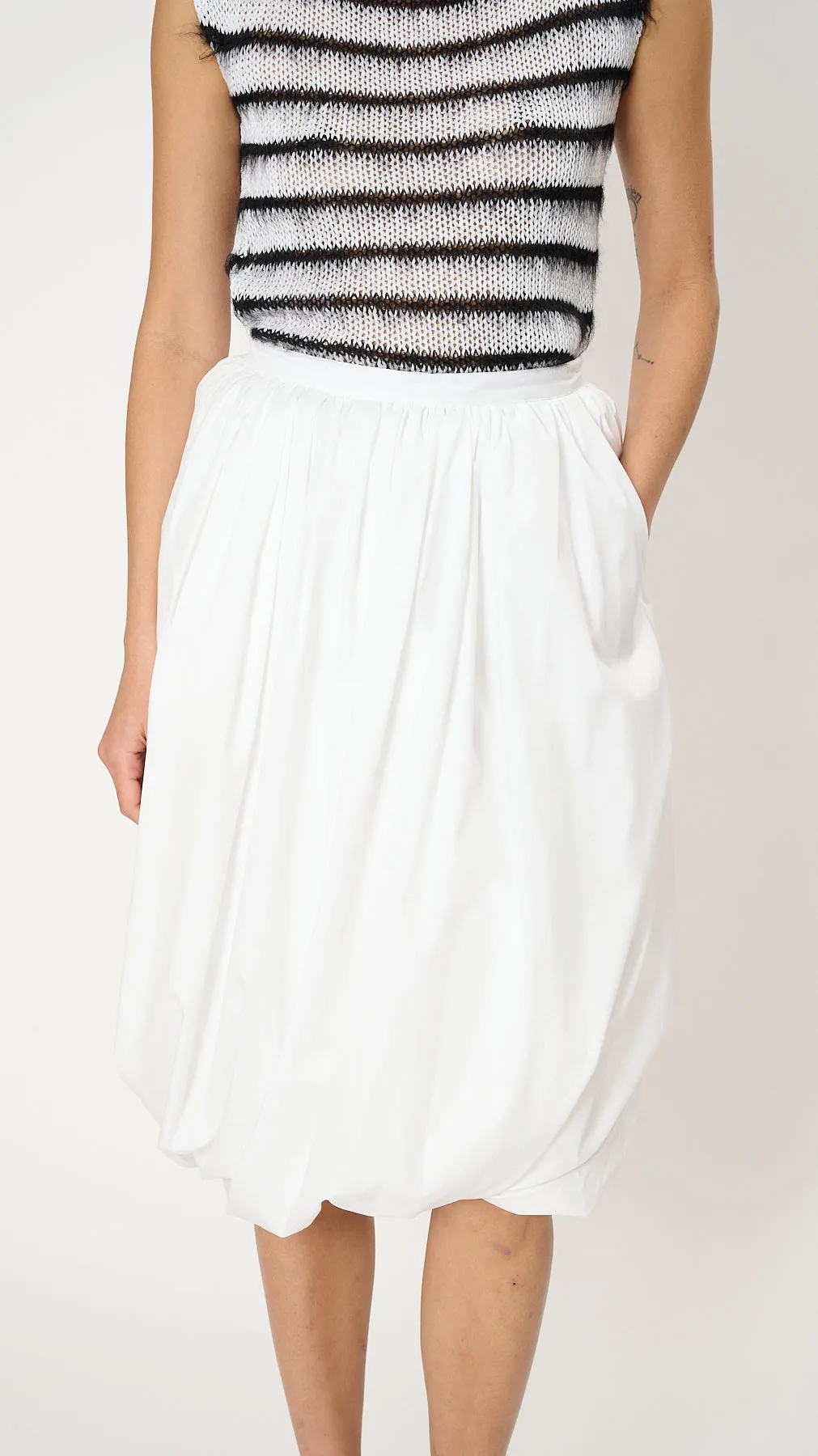 Bio Poplin Balloon Skirt in Lily White