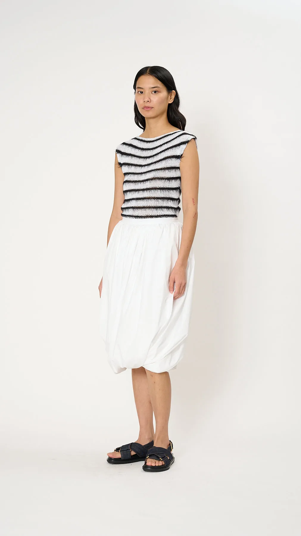 Bio Poplin Balloon Skirt in Lily White