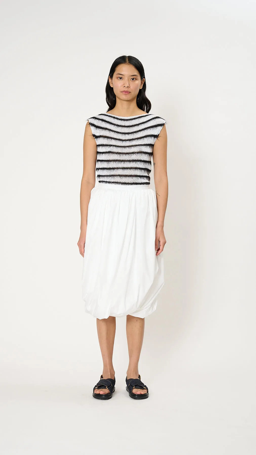 Bio Poplin Balloon Skirt in Lily White