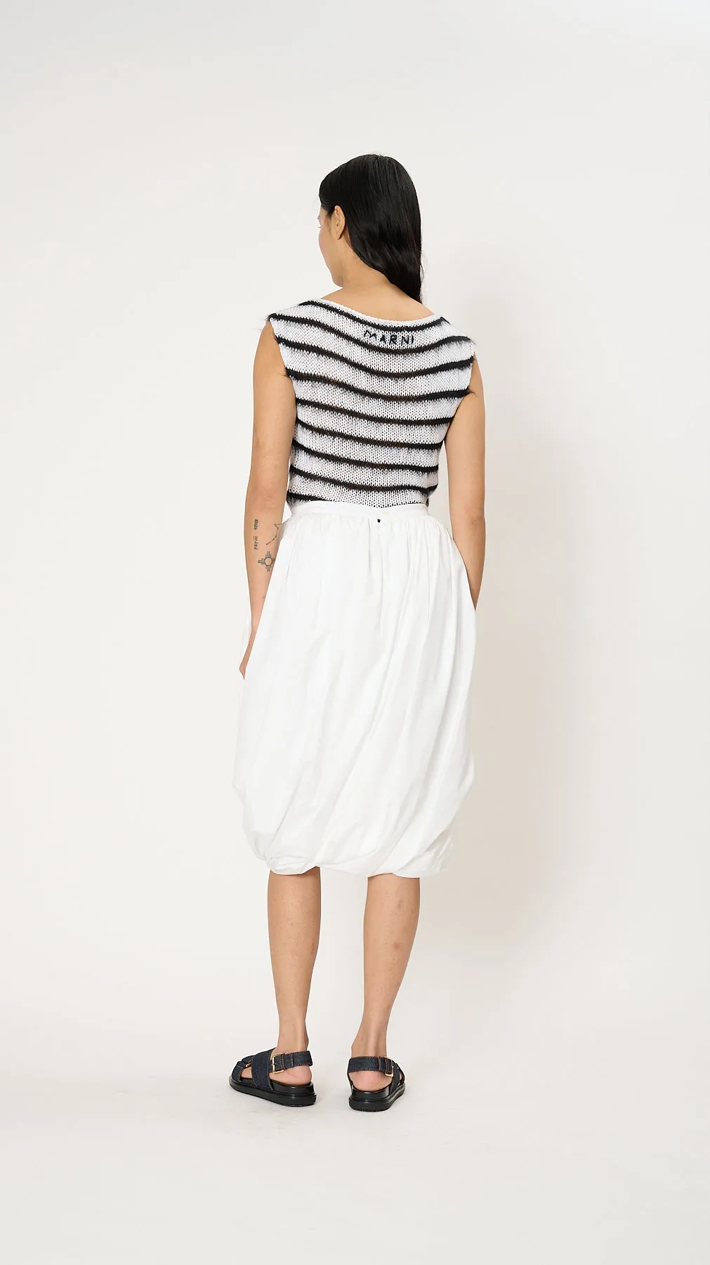 Bio Poplin Balloon Skirt in Lily White