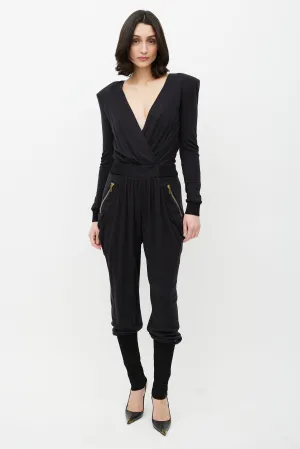 Black & Gold Wool Jumpsuit