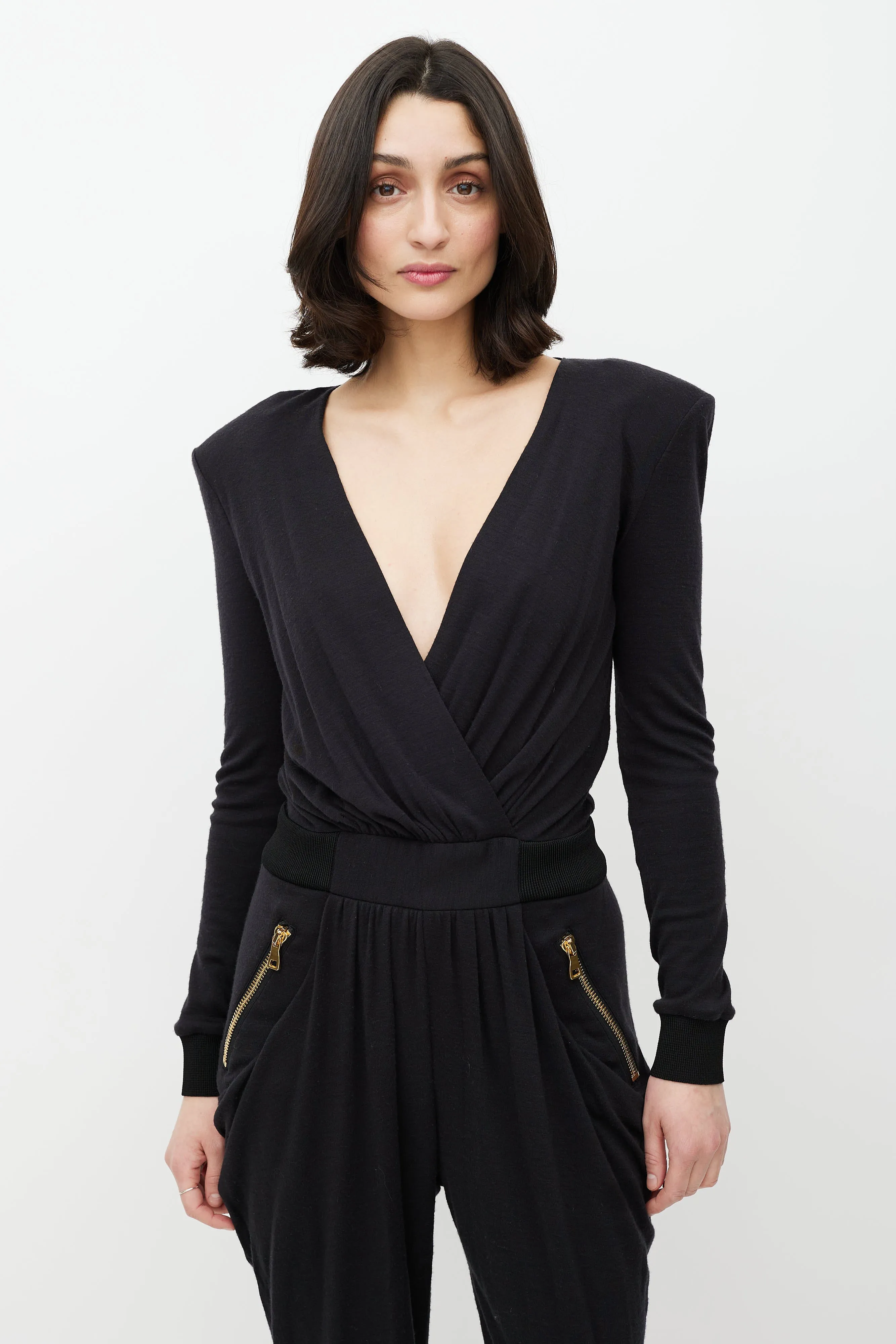 Black & Gold Wool Jumpsuit