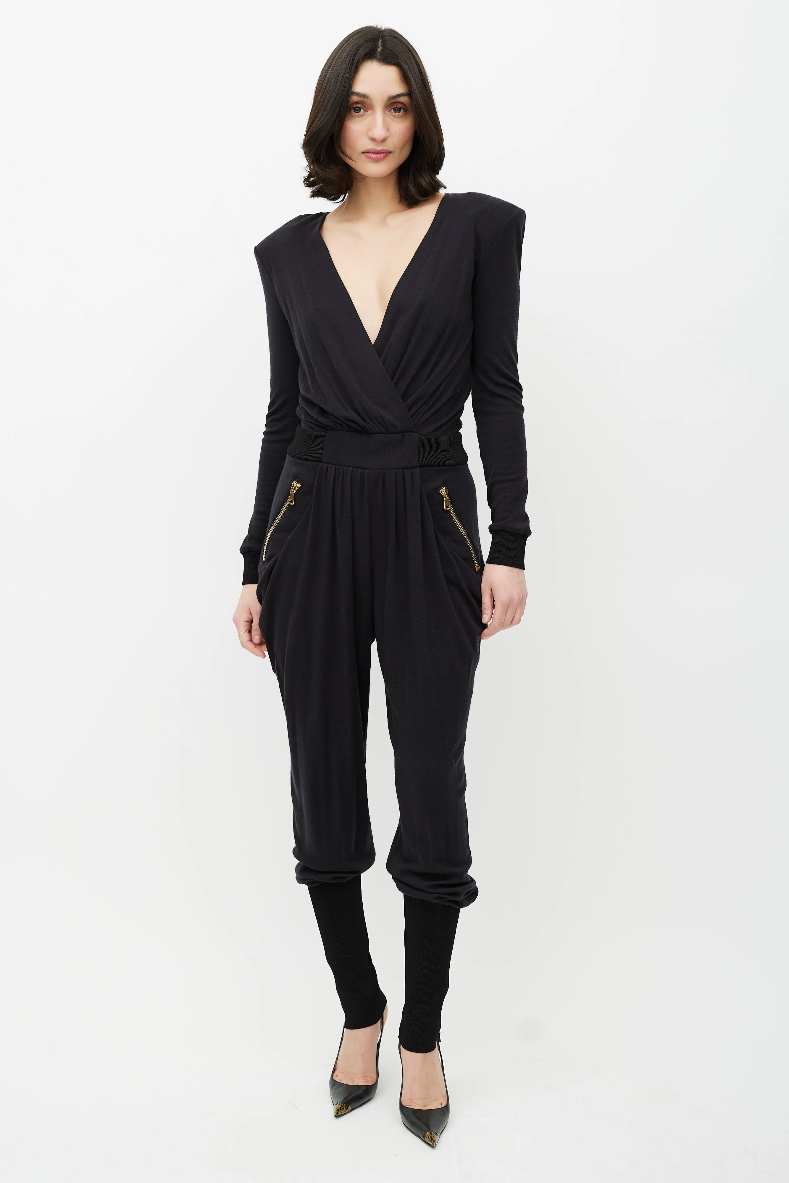 Black & Gold Wool Jumpsuit