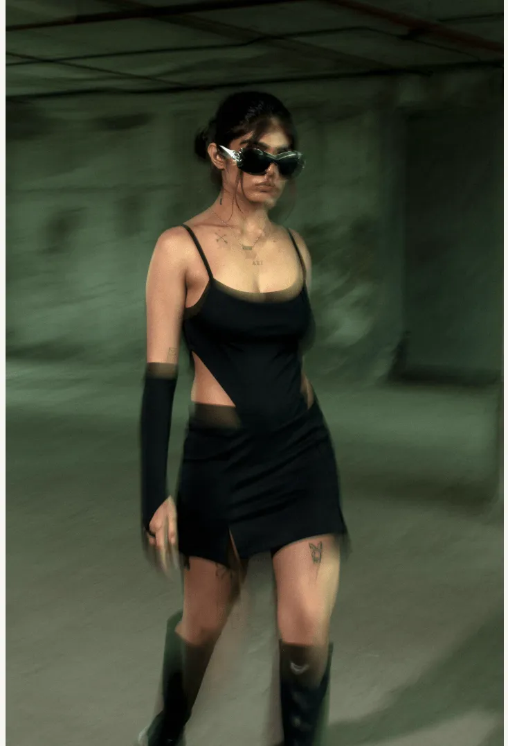 Black Extra Deep Strap Bodysuit