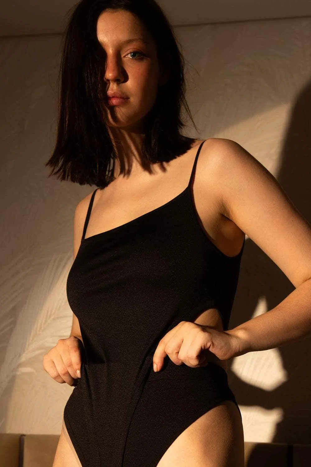 Black Extra Deep Strap Bodysuit