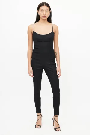 Black Sleeveless Fitted Jumpsuit