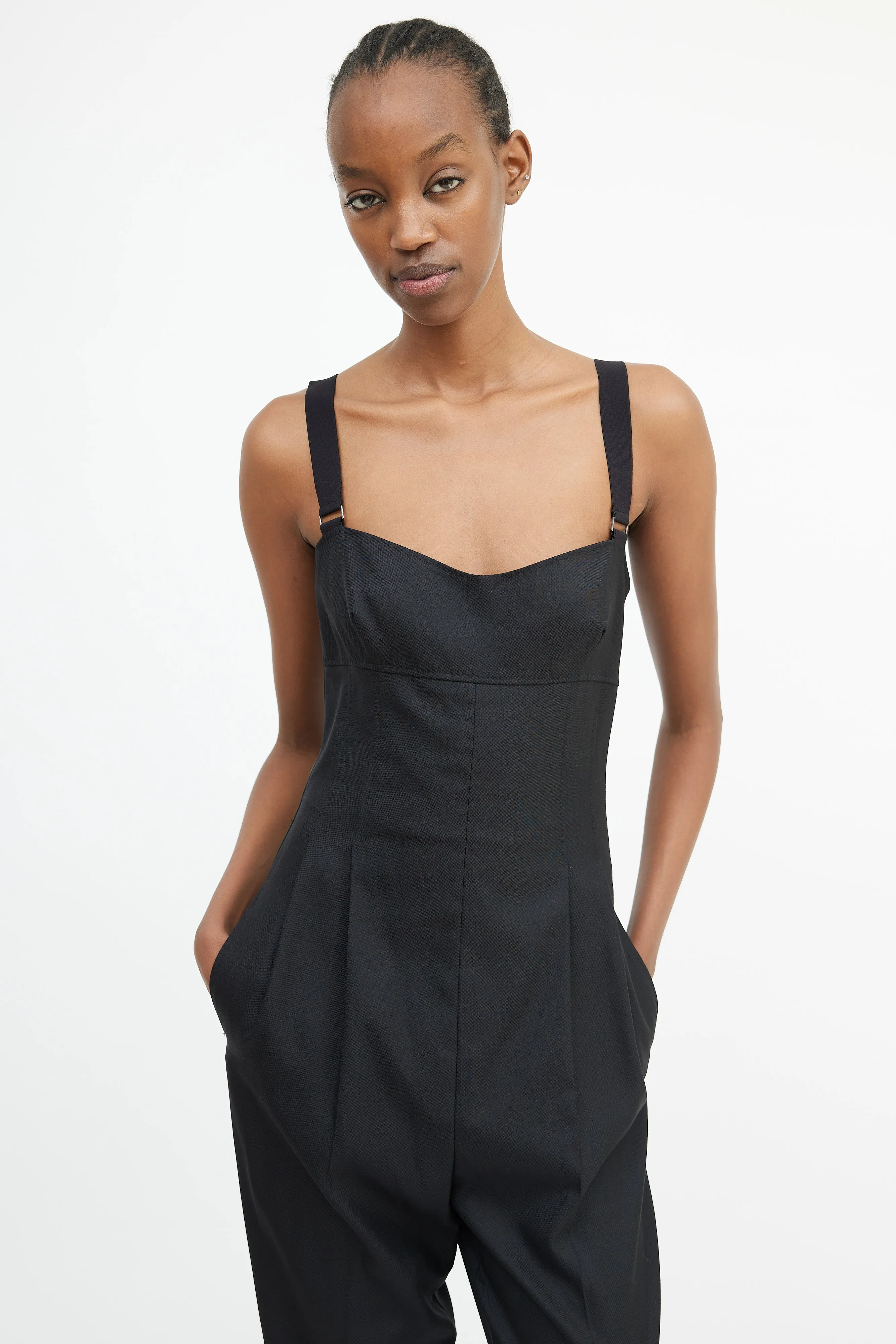 Black Tapered Sleeveless Jumpsuit