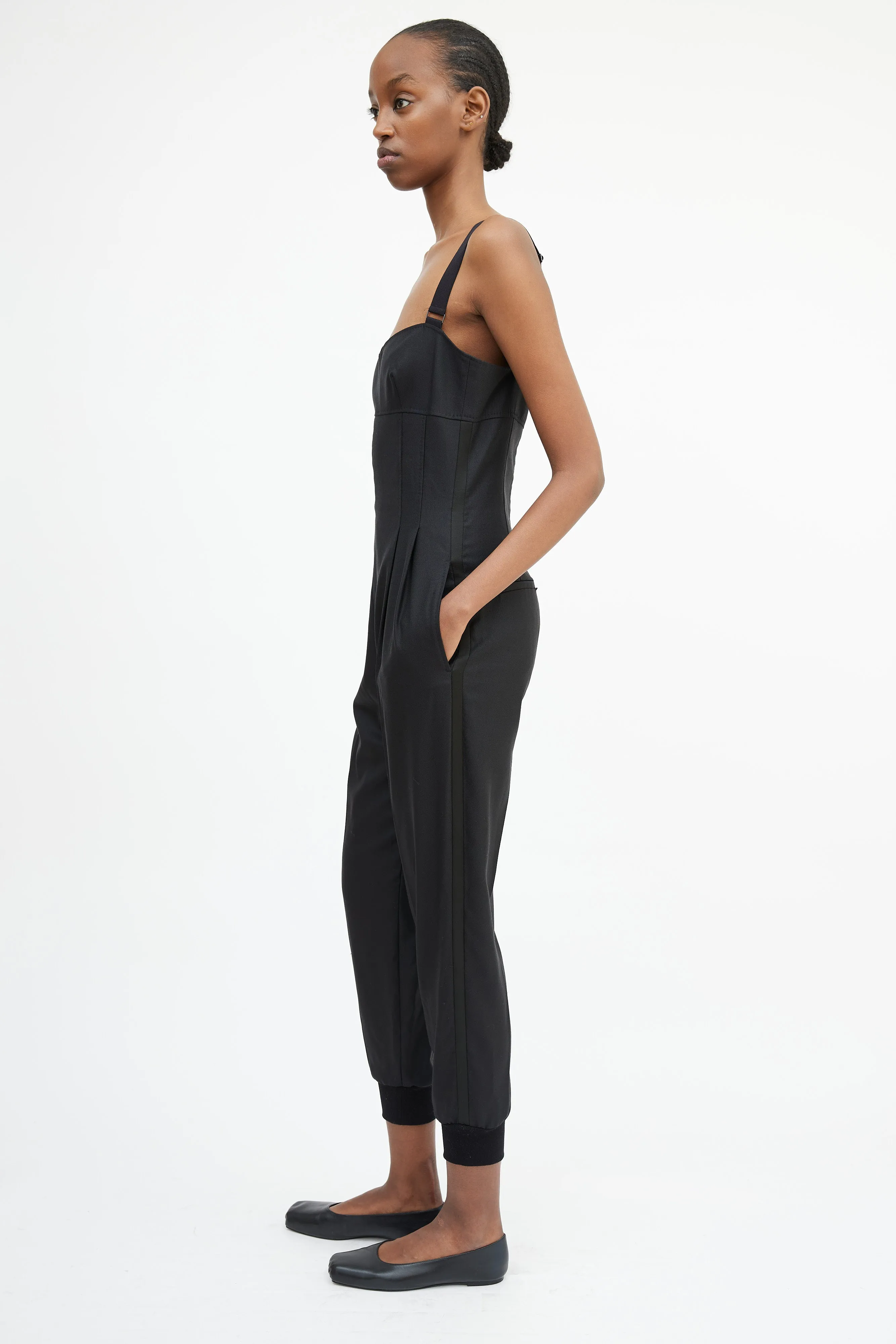 Black Tapered Sleeveless Jumpsuit