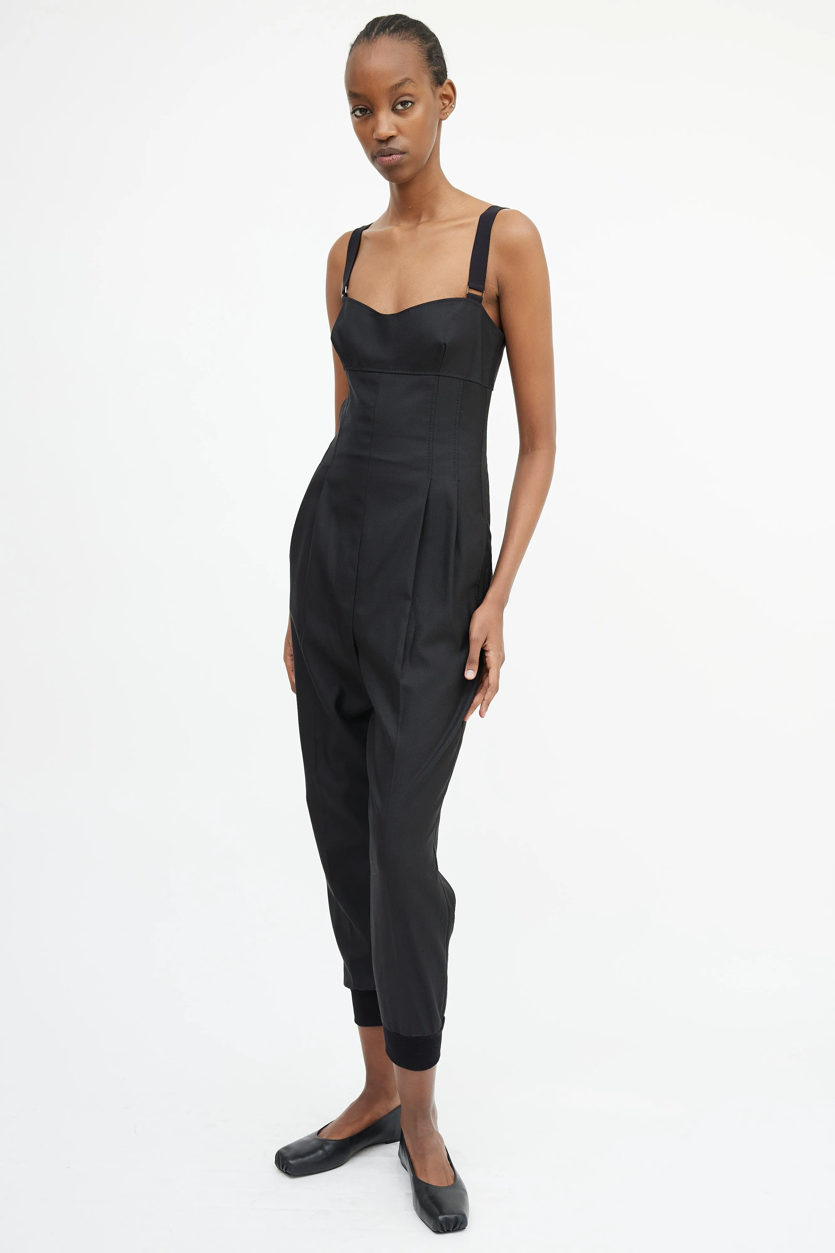 Black Tapered Sleeveless Jumpsuit