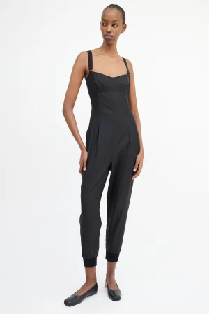 Black Tapered Sleeveless Jumpsuit