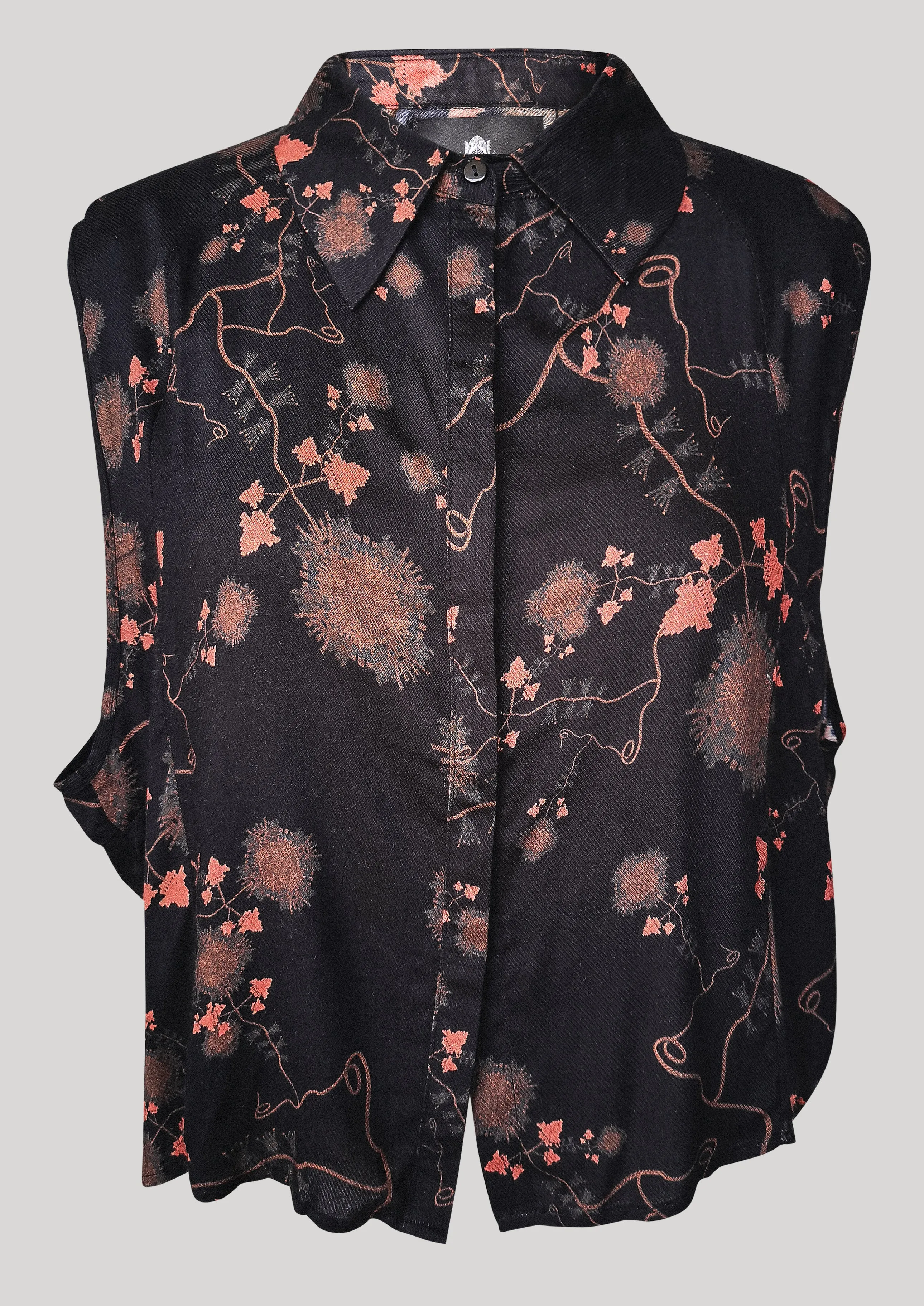 BLOUSE SHORT SLEEVELESS - RAYON print black/rust