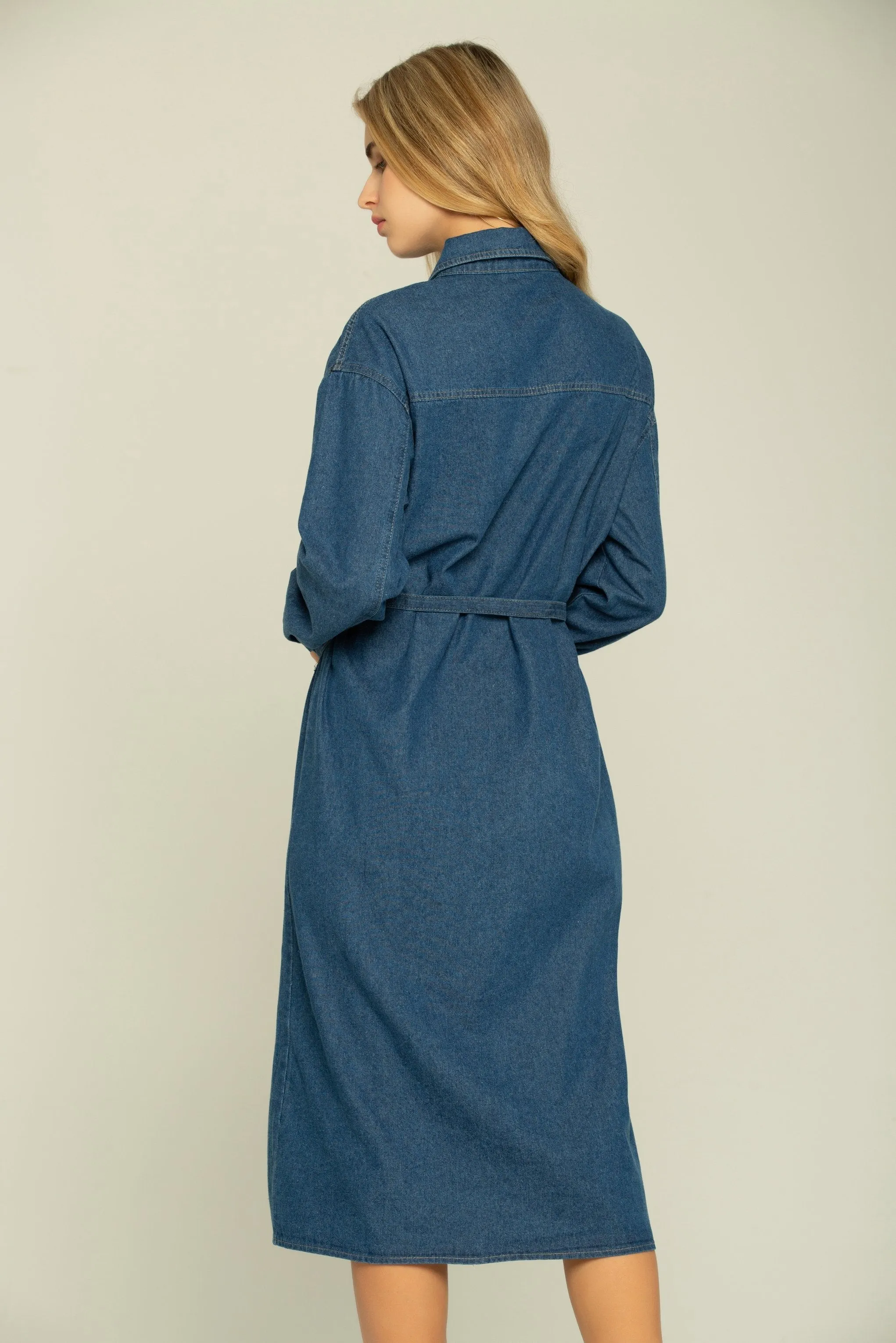 Blue Denim Button-up Maxi Dress