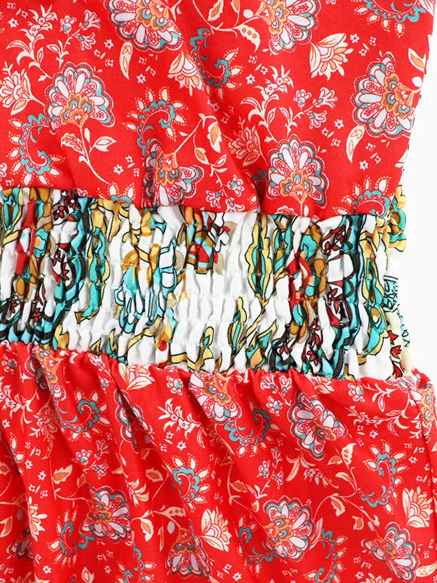 Bohemia Halter Keyhole Neckline Sleeveless Maxi Boho Dress