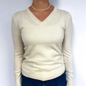 Buttermilk Yellow Cashmere V-Neck Jumper Small