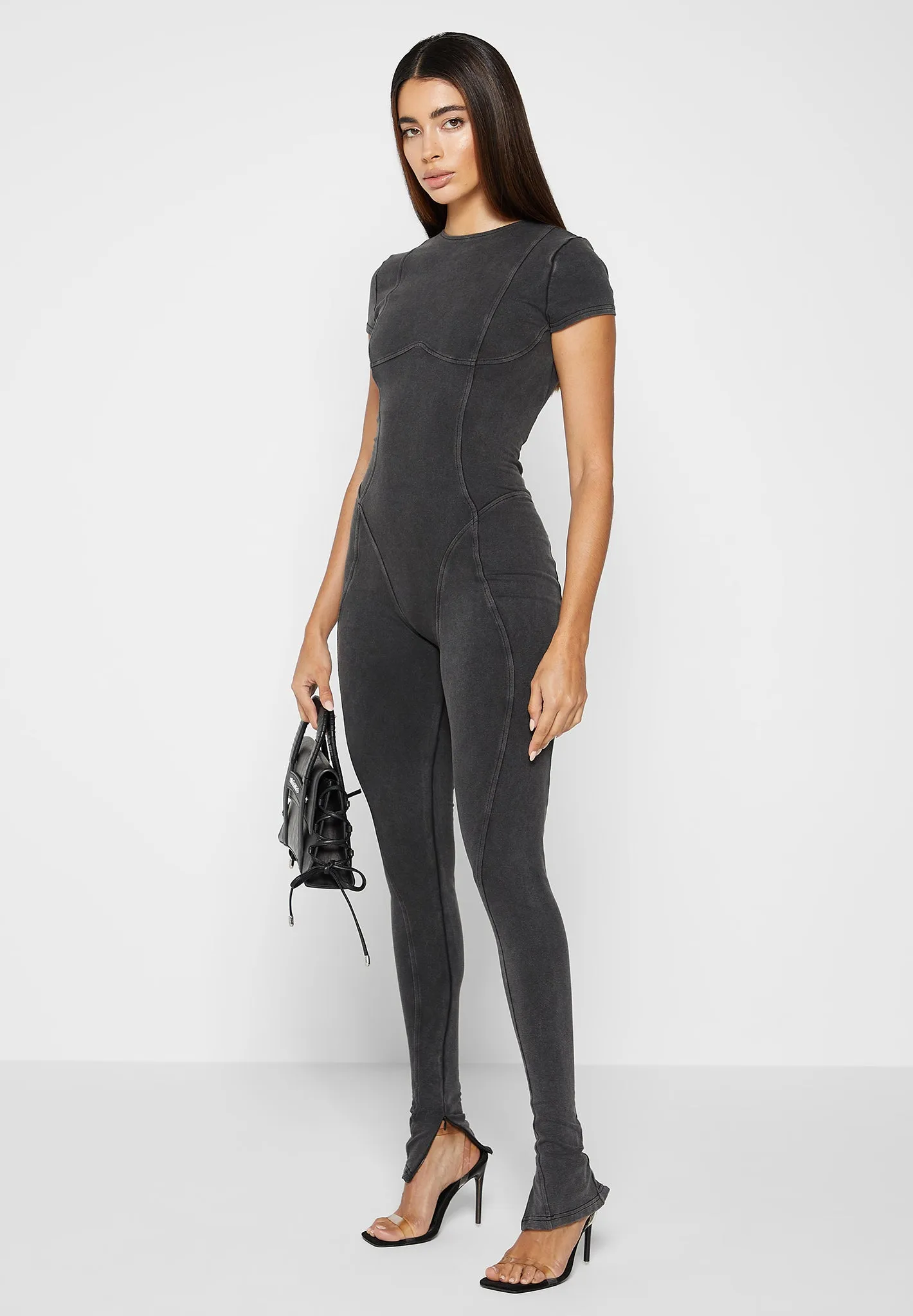 Cap Sleeve Contour Jumpsuit - Washed Grey