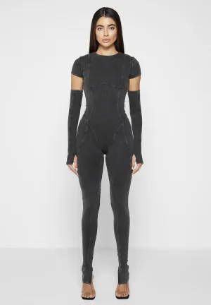 Cap Sleeve Contour Jumpsuit - Washed Grey