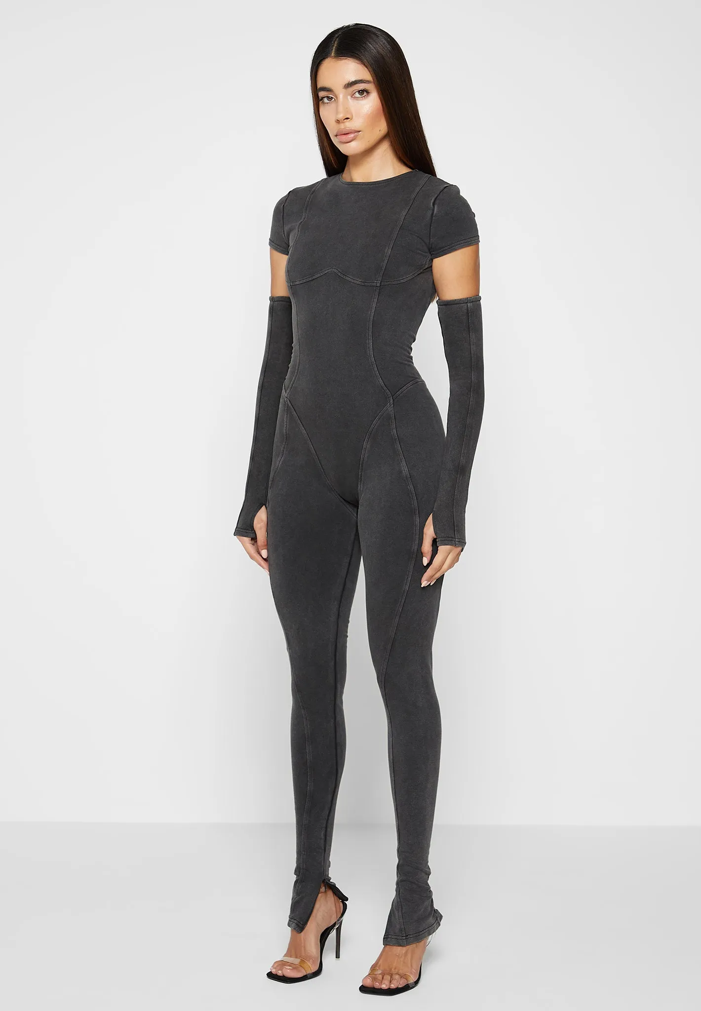 Cap Sleeve Contour Jumpsuit - Washed Grey