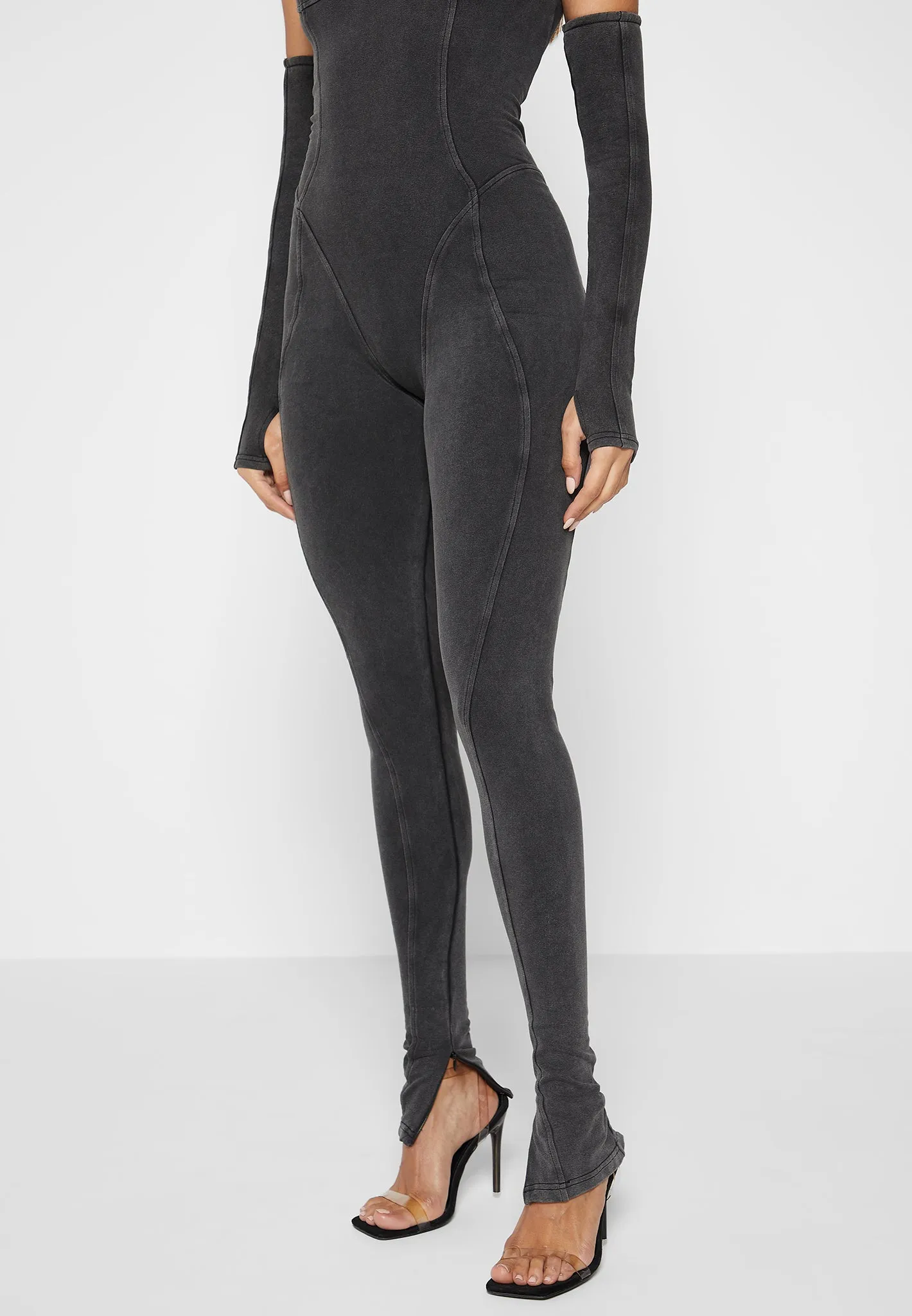 Cap Sleeve Contour Jumpsuit - Washed Grey