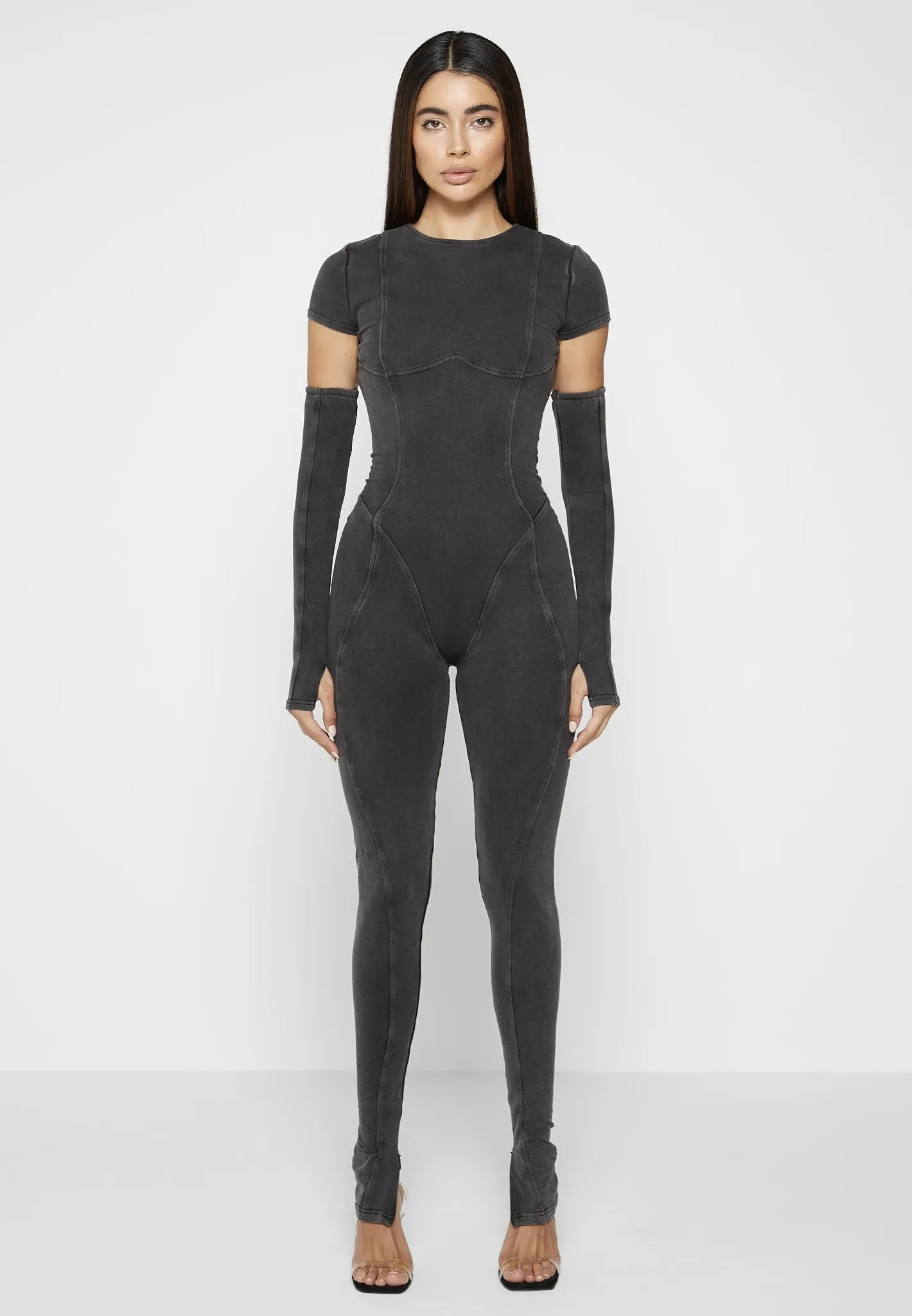 Cap Sleeve Contour Jumpsuit - Washed Grey