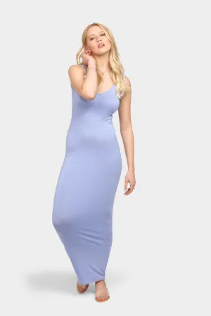 China-Blue V Neck Maxi Dress