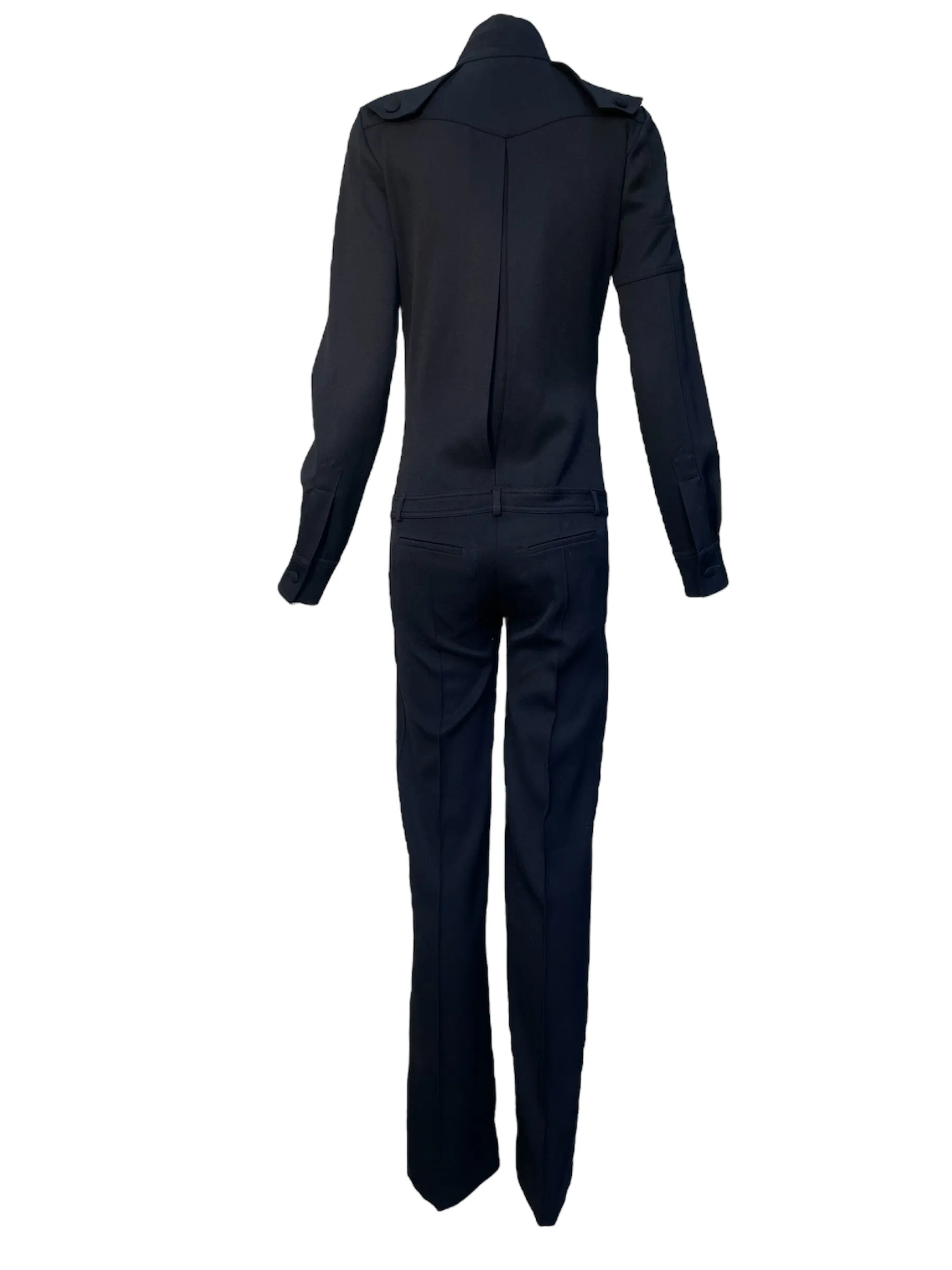 Chloe 1990s/Y2K Black Wool Twill Military Inspired Jumpsuit