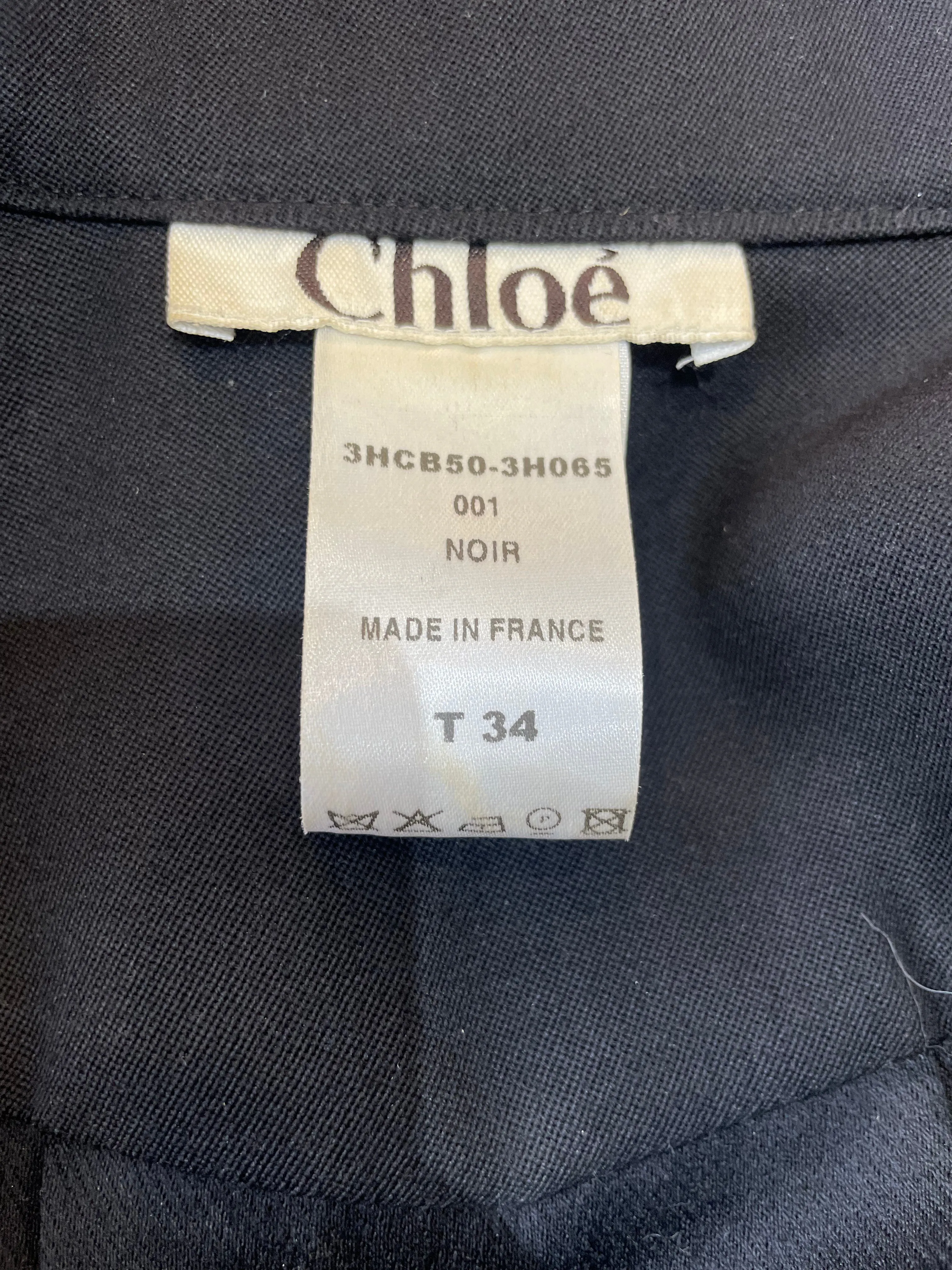 Chloe 1990s/Y2K Black Wool Twill Military Inspired Jumpsuit