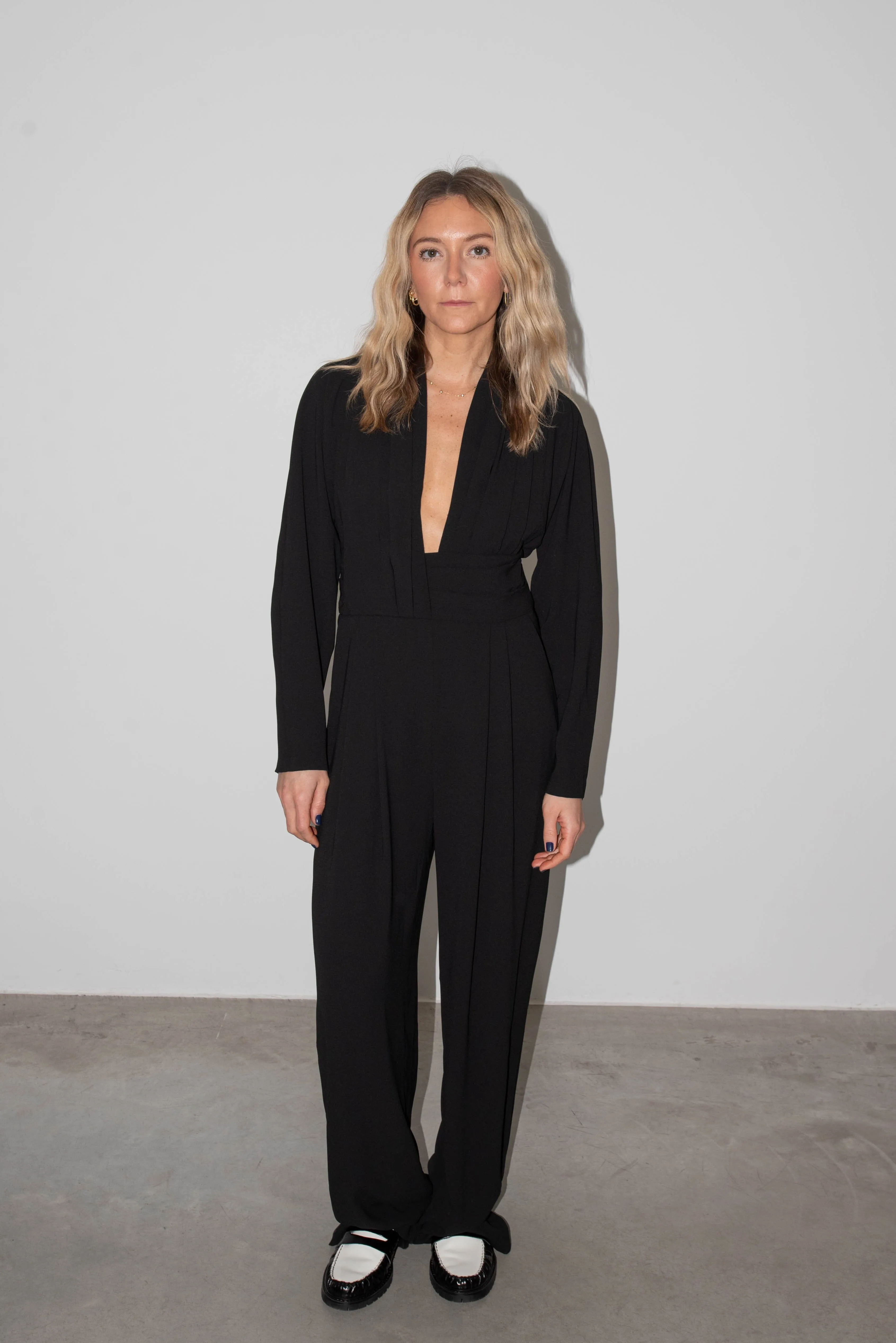 CINNIE DEEP NECKLINE JUMPSUIT