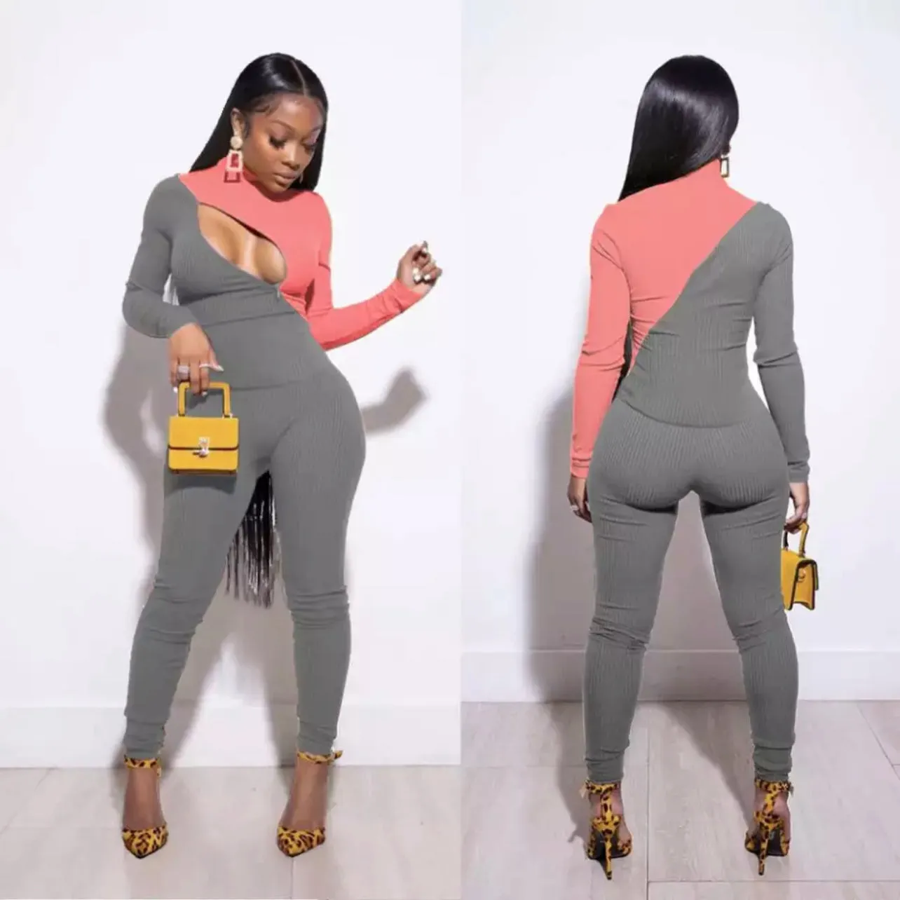 Color Stitched Bodycon Jumpsuit