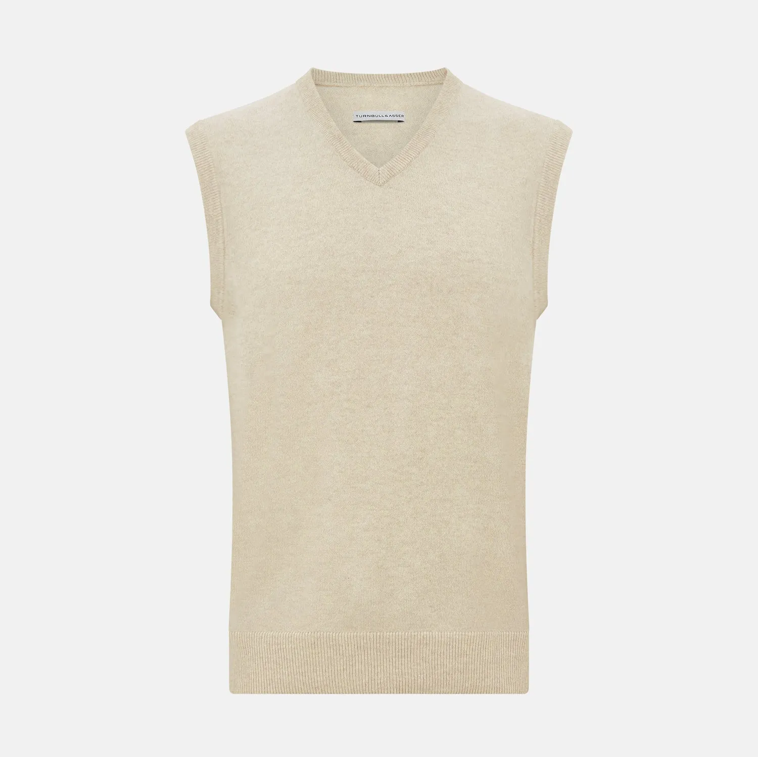 Cream Cashmere V-neck Vest