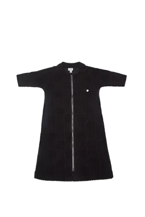 Crew Kids Black Terry Pattern Maxi Dress with Hood