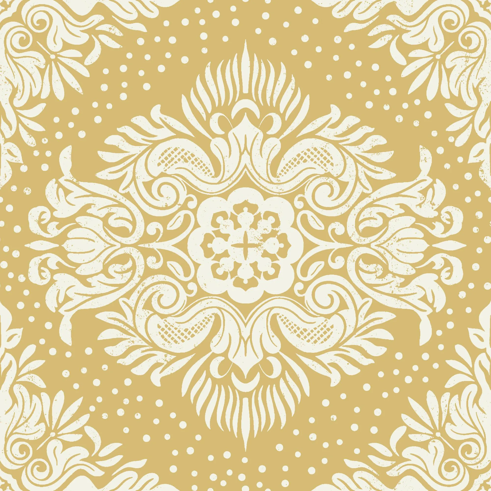 Damask Revival-Mustard - Wall Covering - Traditional ProTex