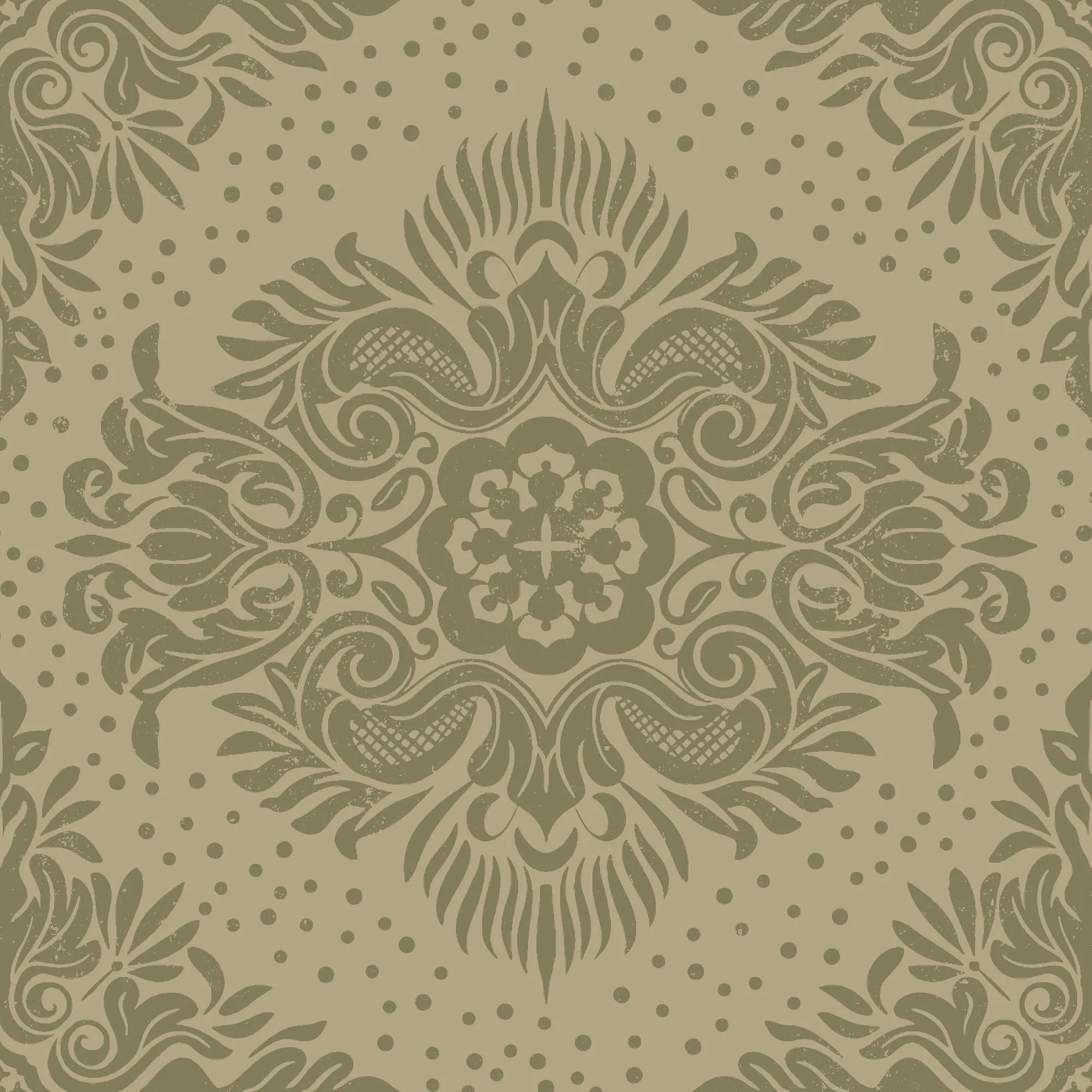 Damask Revival-Olive Grove - Wall Covering - Traditional ProTex