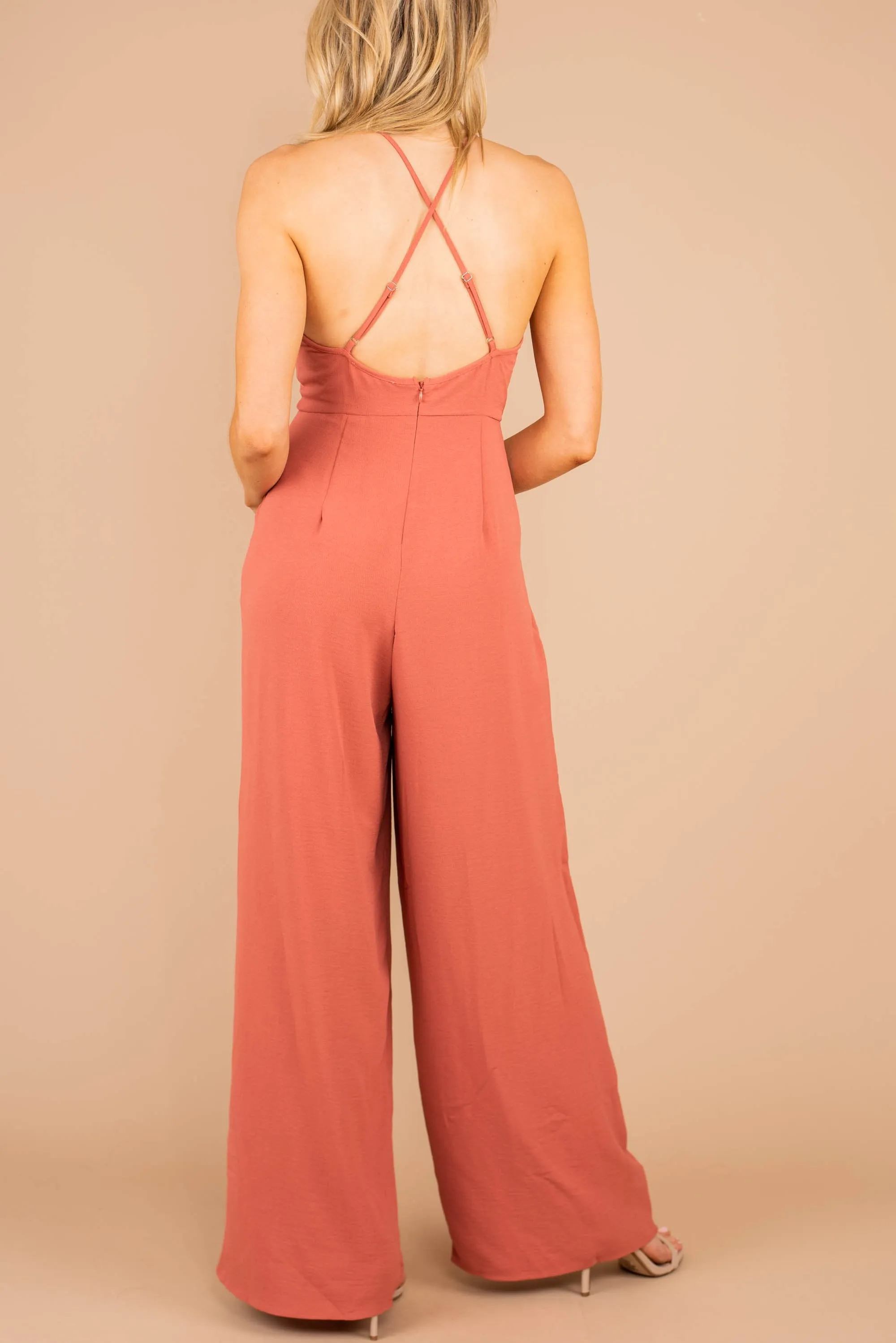Day and Night Dark Salmon Pink Halter Jumpsuit